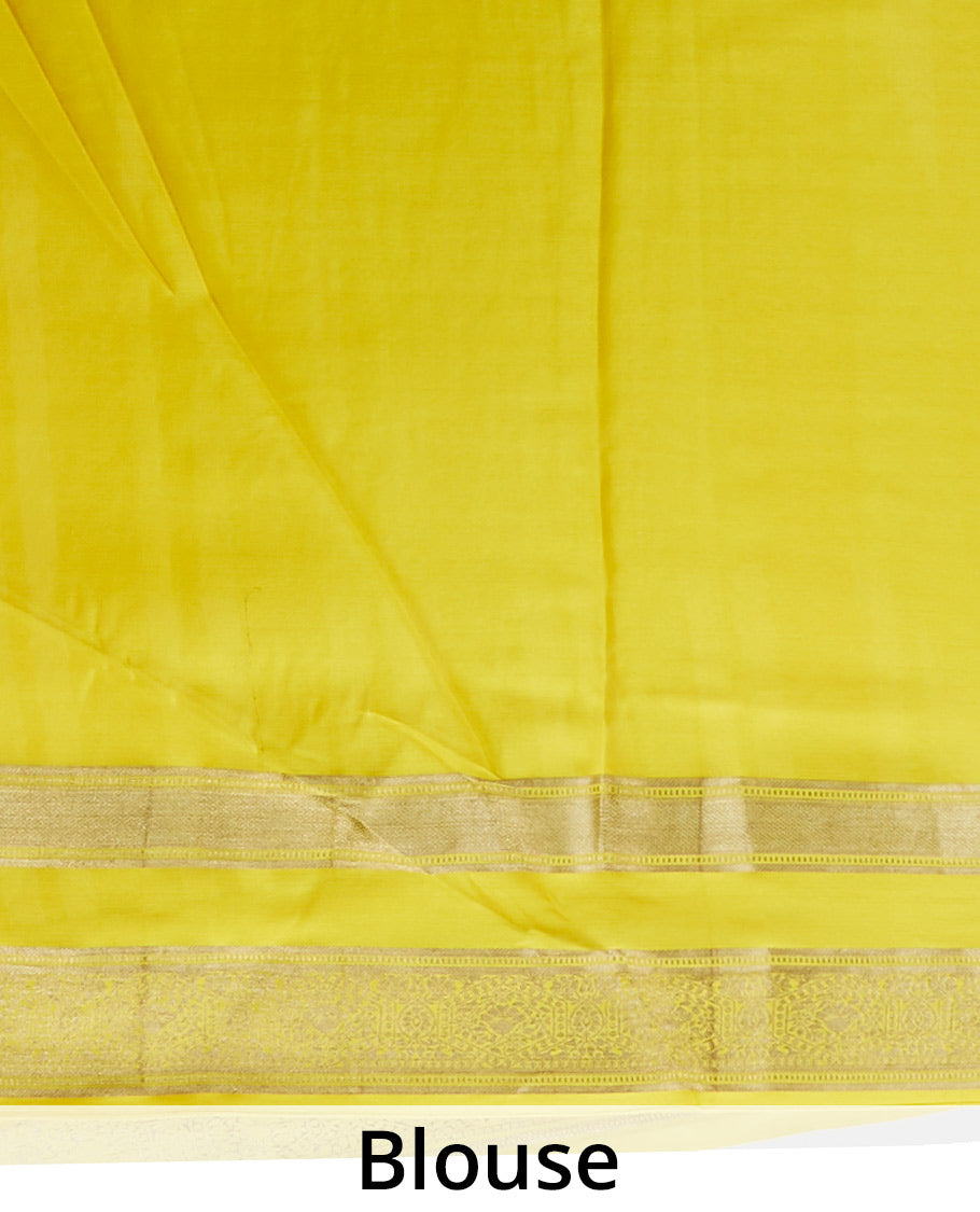 Green checked mysore silk saree with contrast intricate zari border