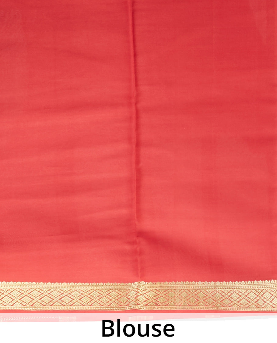 Yellow striped design mysore silk sare with contrast traditional zari border