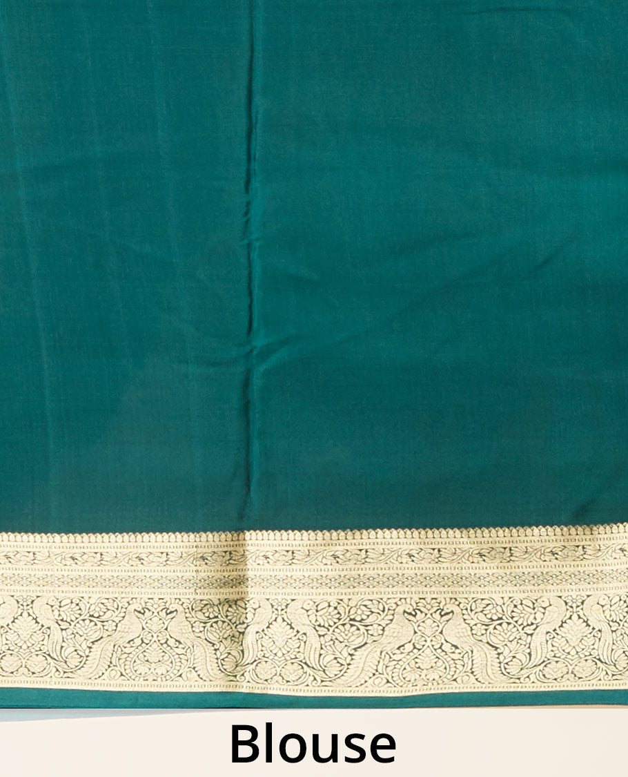 Green peacock motifs mysore silk saree with self intricate zari design border
