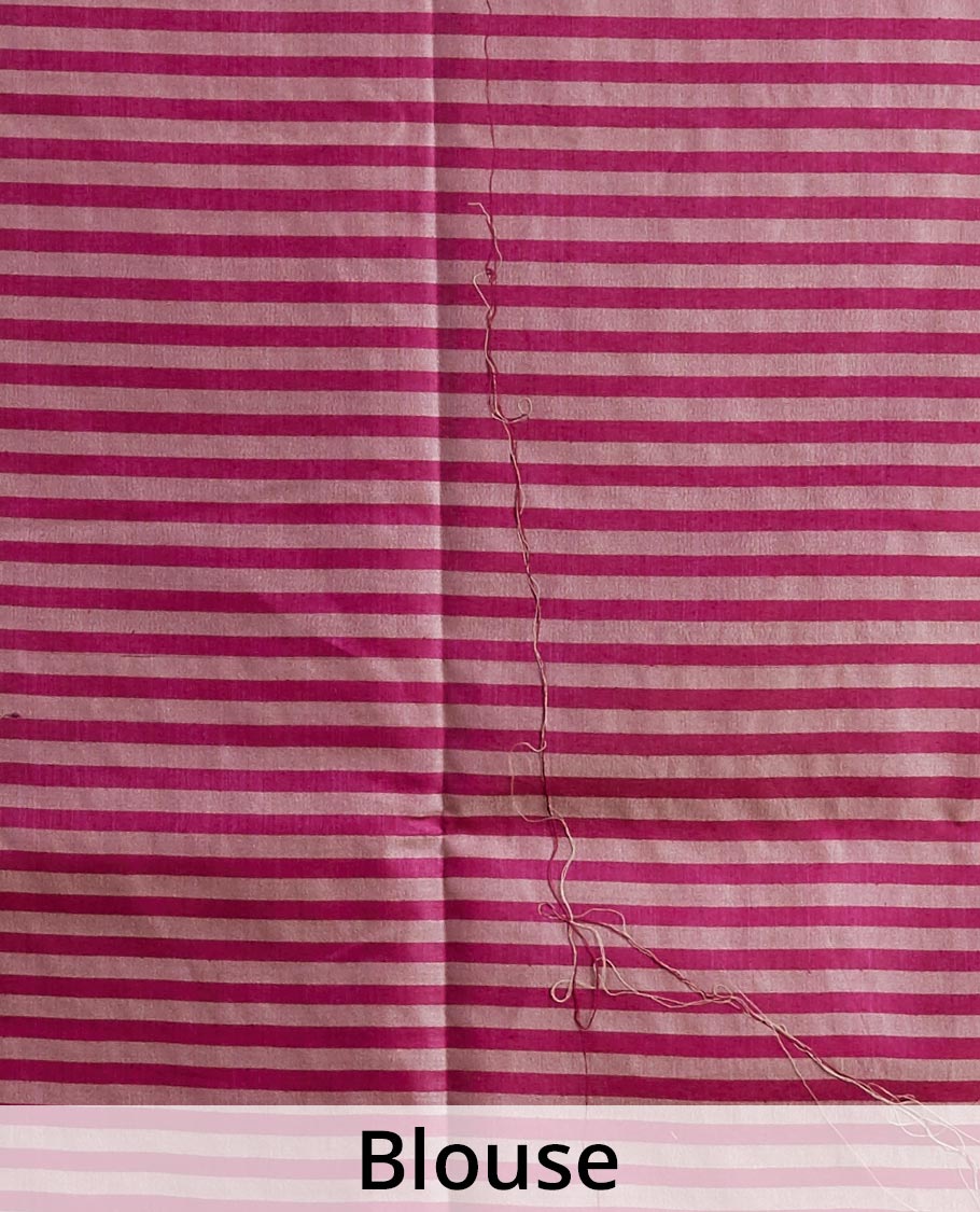 Red leaf vine design tussar silk saree with self zari design border