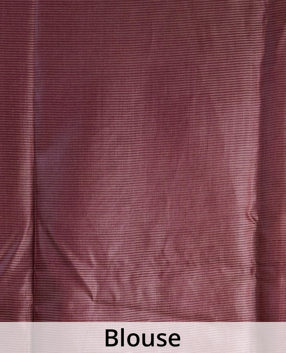 Purple animal motifs tussar silk saree with self zari border