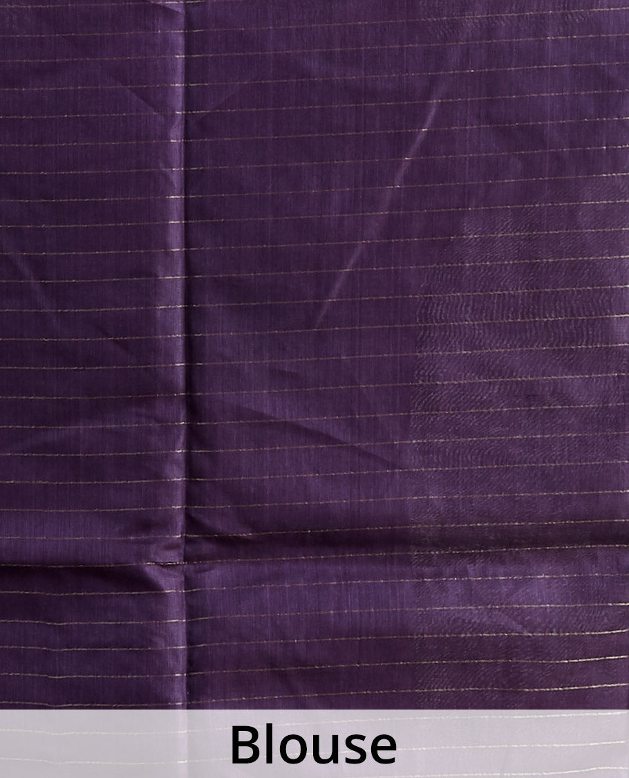 purple  animal motifs tussar silk saree with self zari border