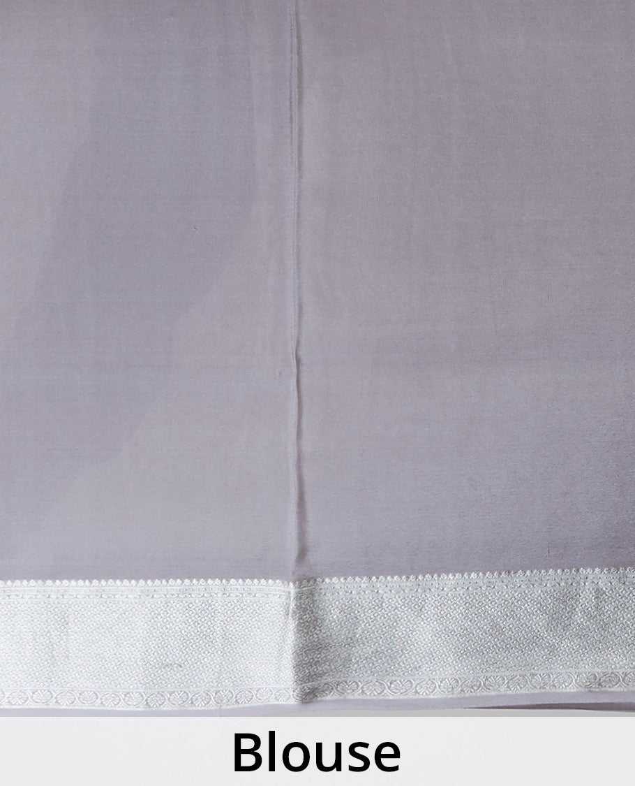 Grey floral design pure crepe saree with self zari border
