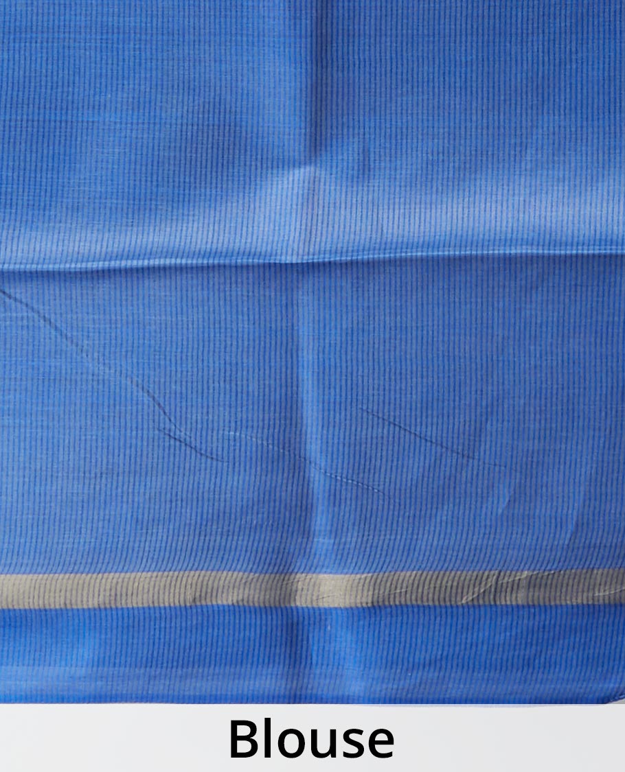 Blue intricate design tusser silk saree  with self zari border