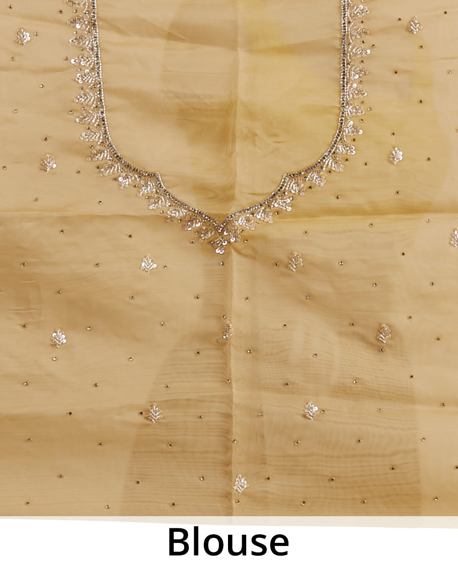 Sandal stone work with scallop floral stone embroidery border