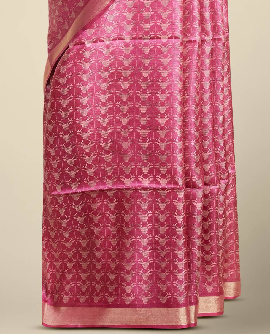 Purple intricate zari design tusser silk saree with self zari border