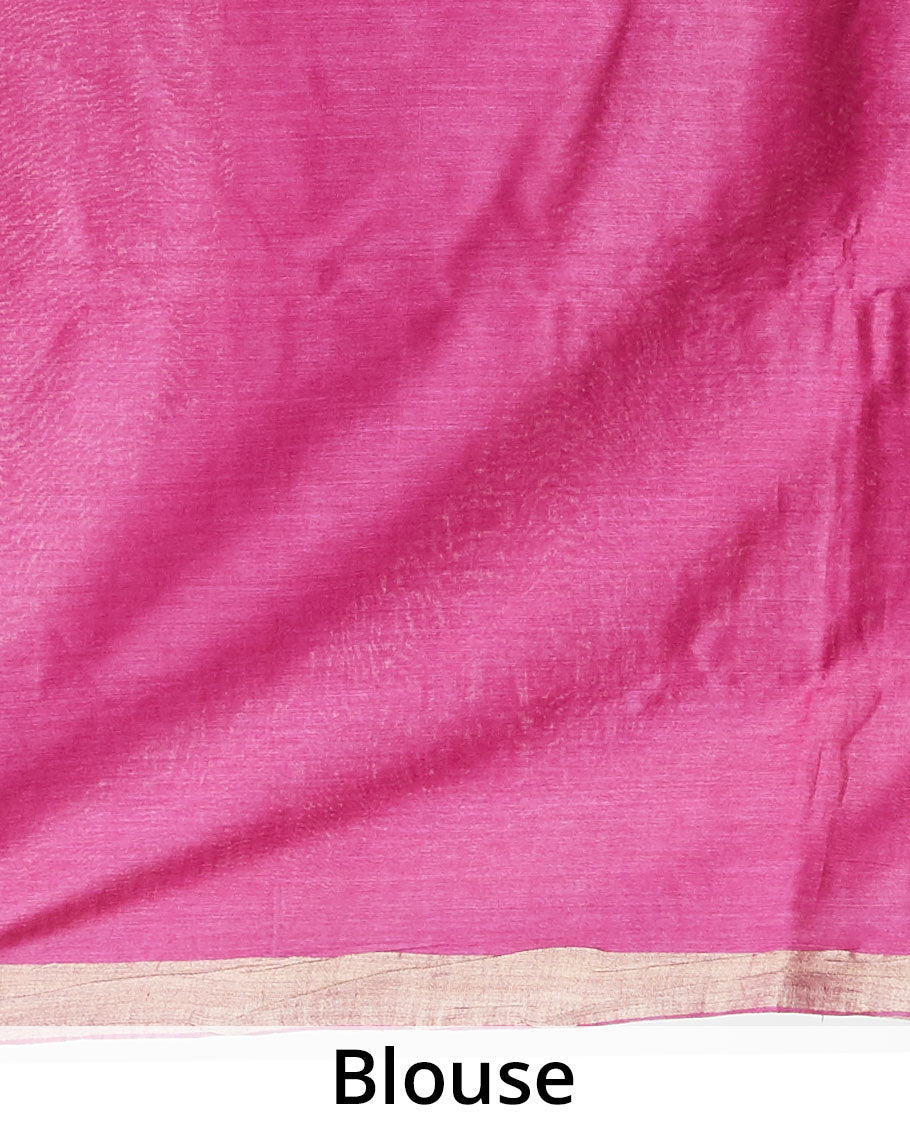 Purple floral tusser silk saree with self zari border