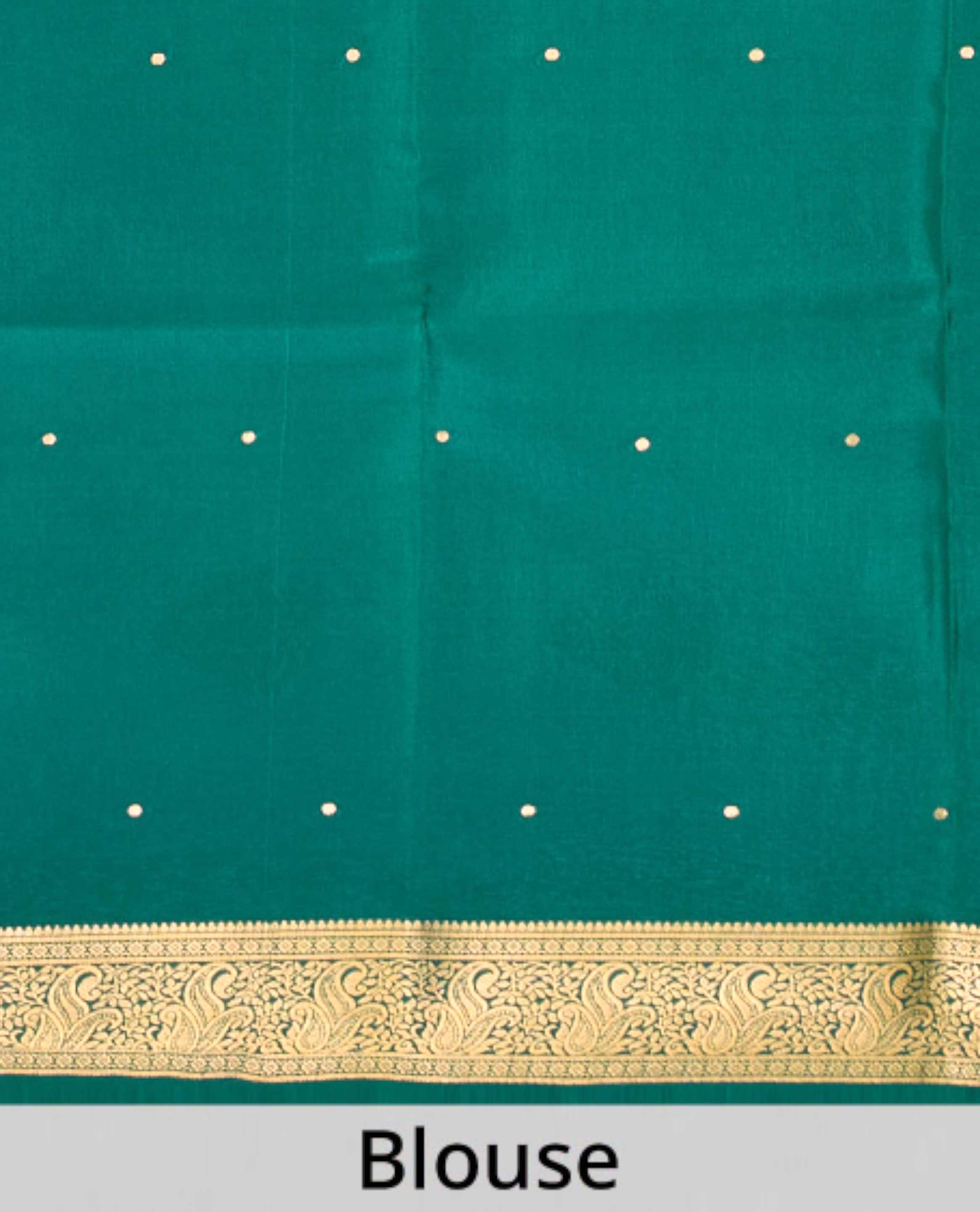 Red polka dot mysore silk with contrast zari design border