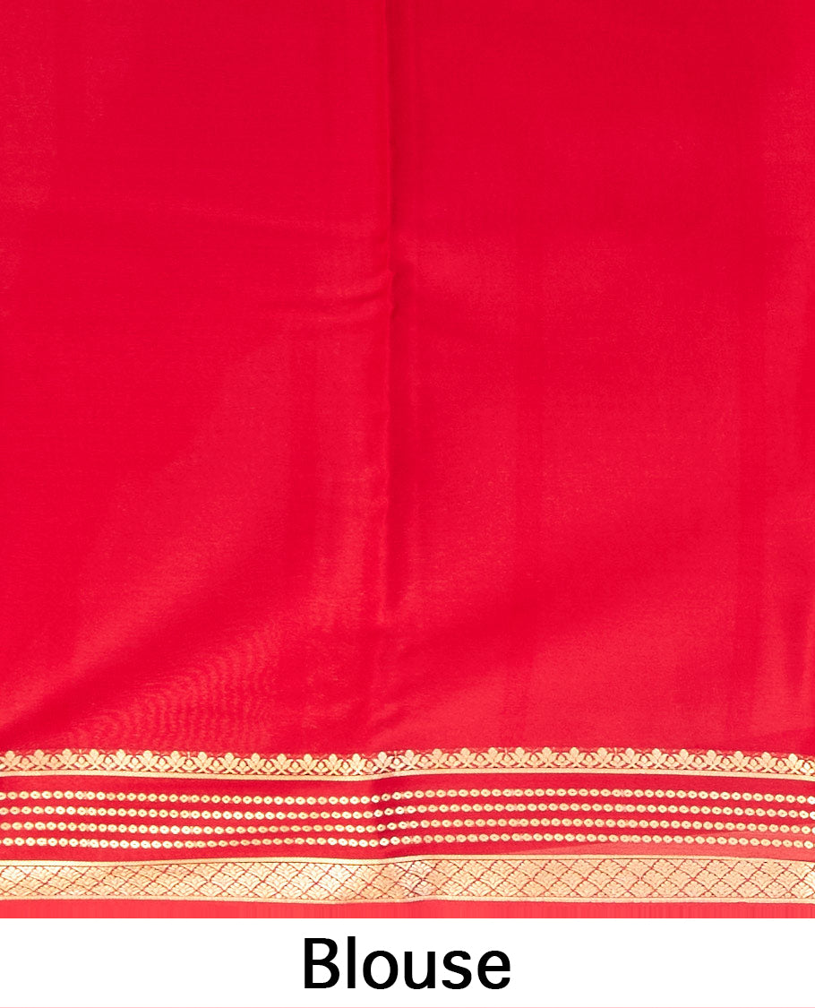 Green plain mysore silk saree with contrast zari design border
