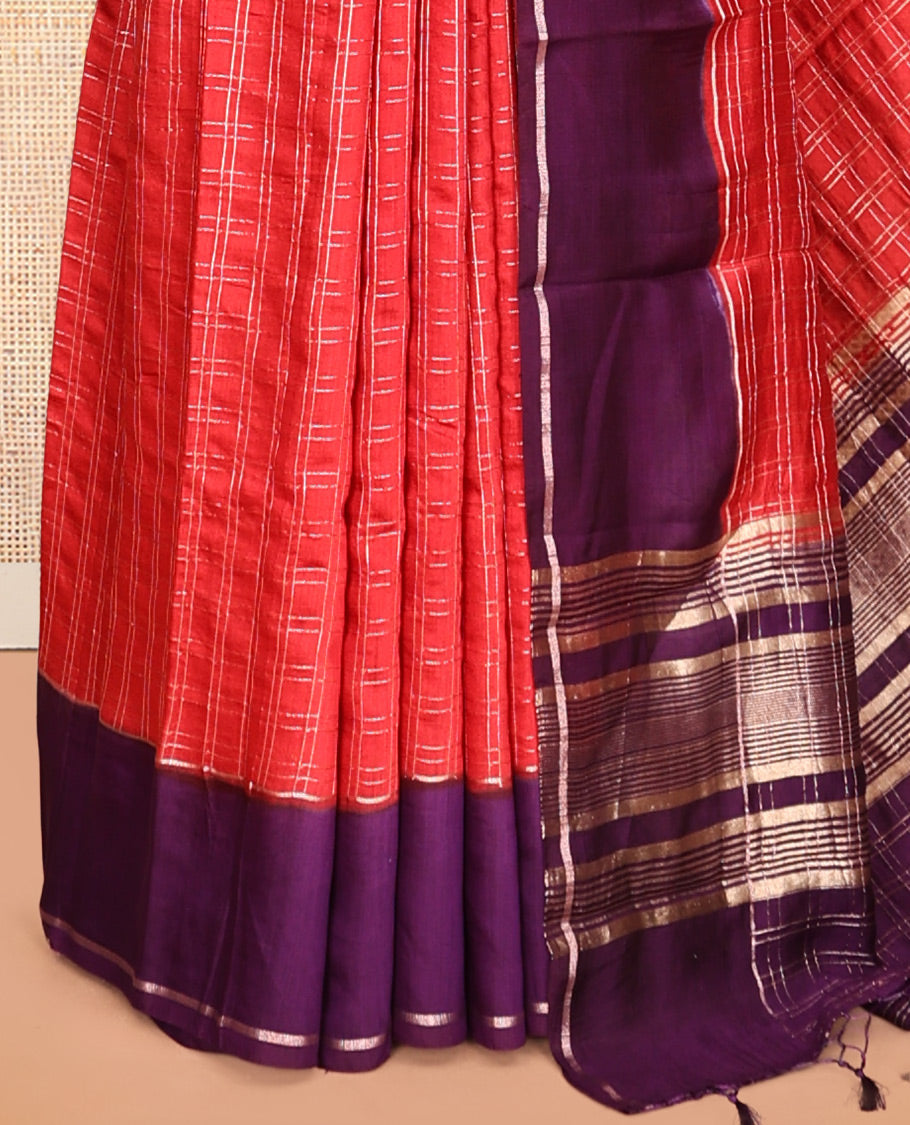 Red Assam Silk Saree
