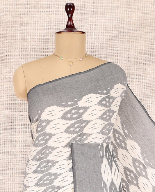Cream Pochampally Ikat Cotton Saree