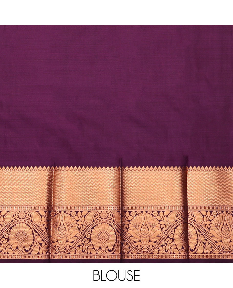 Pale Brown Budget Silk Saree, Detailed with Jacquard, Complemented by Contrast Paisley Zari Border, Grand Jaal Pallu, and a Contrast Blouse