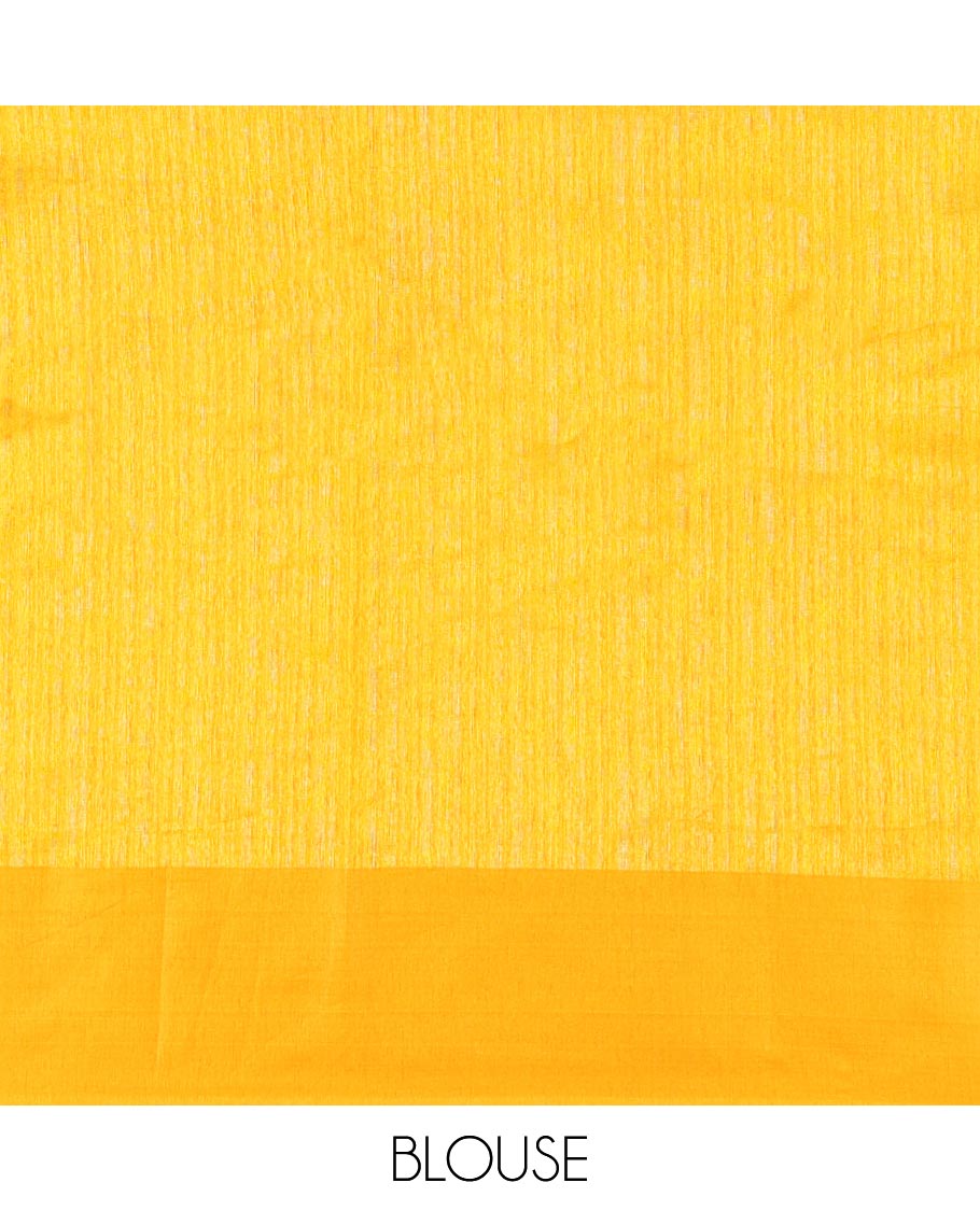Yellow Green-Silk Saree, Beautifully Bedecked with Mughal-Style Floral-Fauna Enclosed Jaal Design Embroidery, Subtle Satin Border, Artfully Multi-Color Embroidered Pallu, and Paired with a Matching Blouse