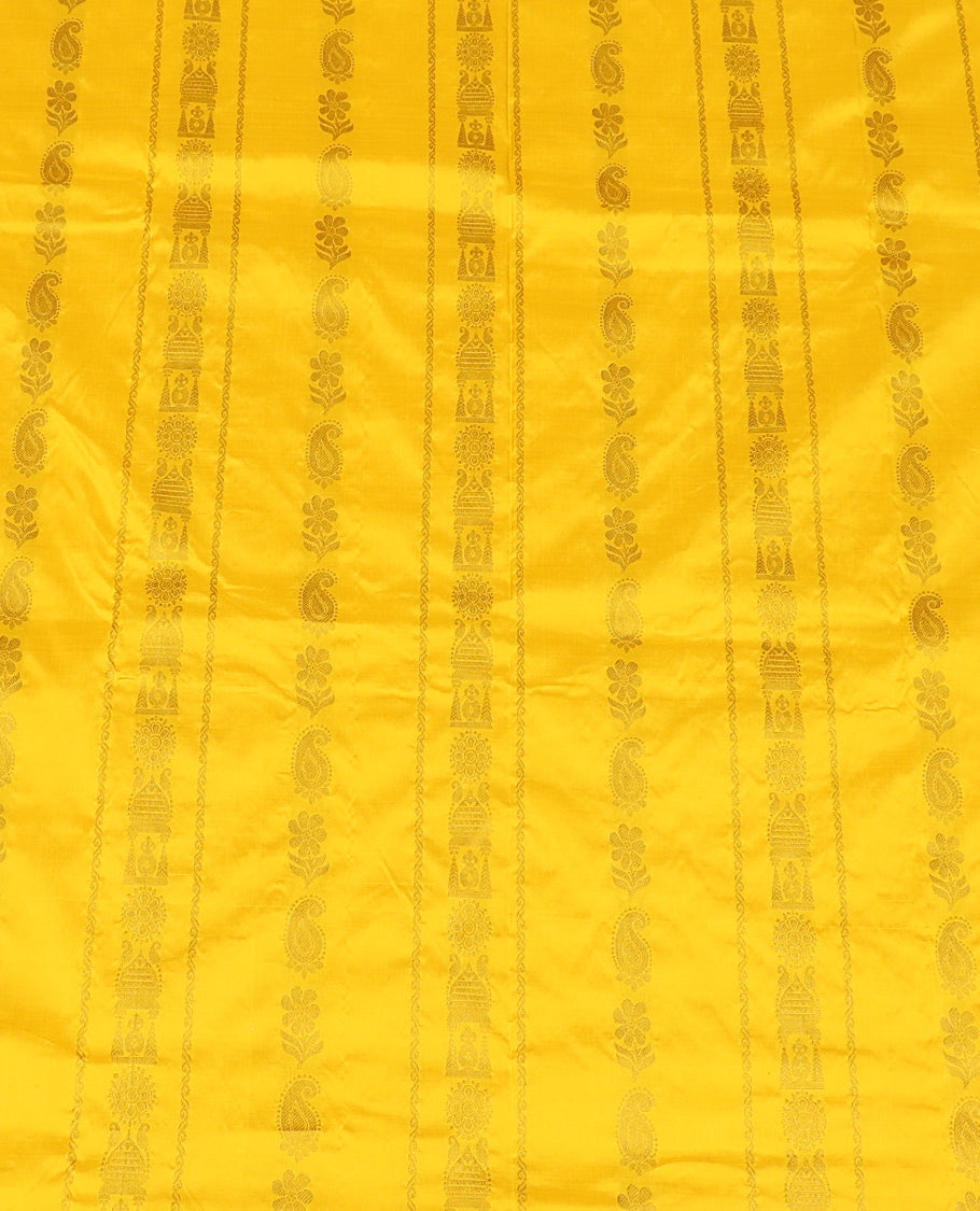 Yellow Pure-Silk Half-Saree