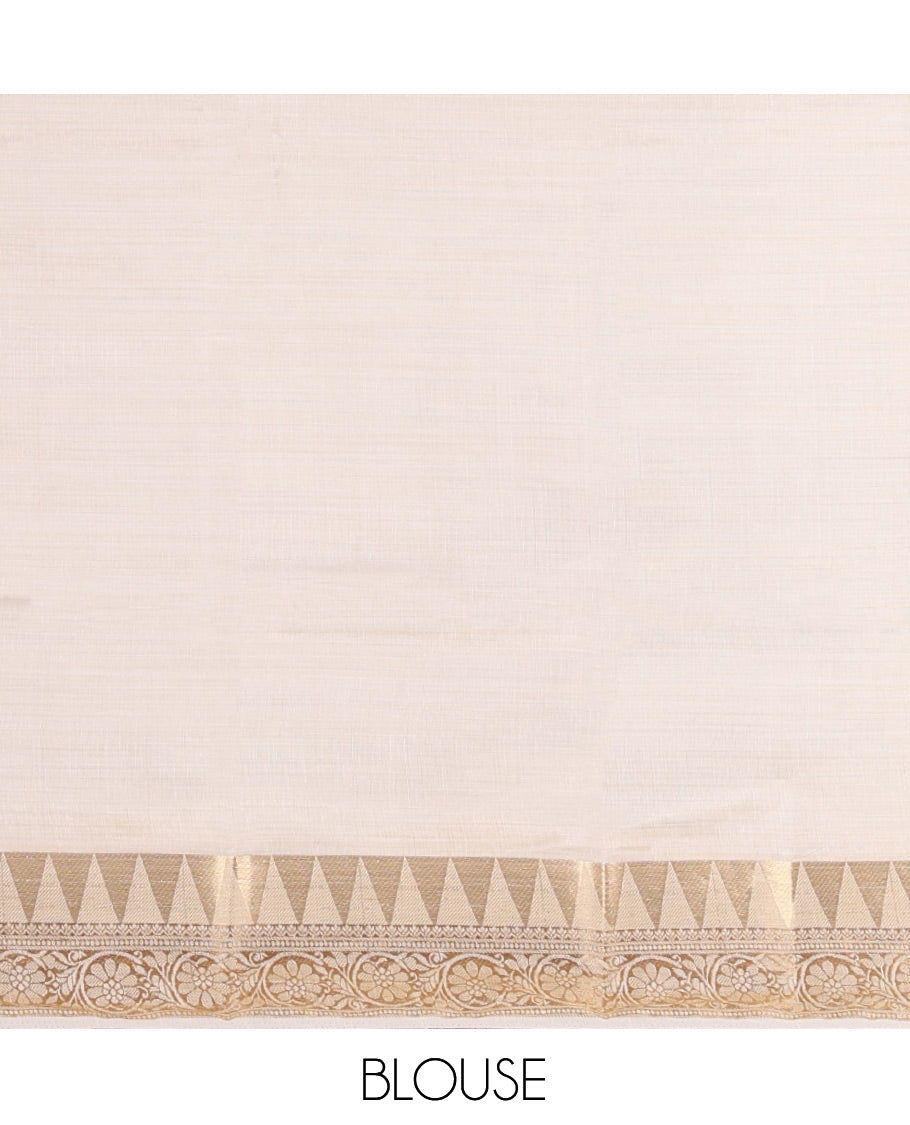 Cream Plain Art Tussar Saree