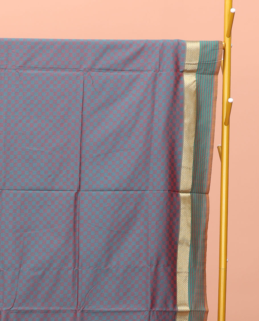 Blue Poly Cotton Saree