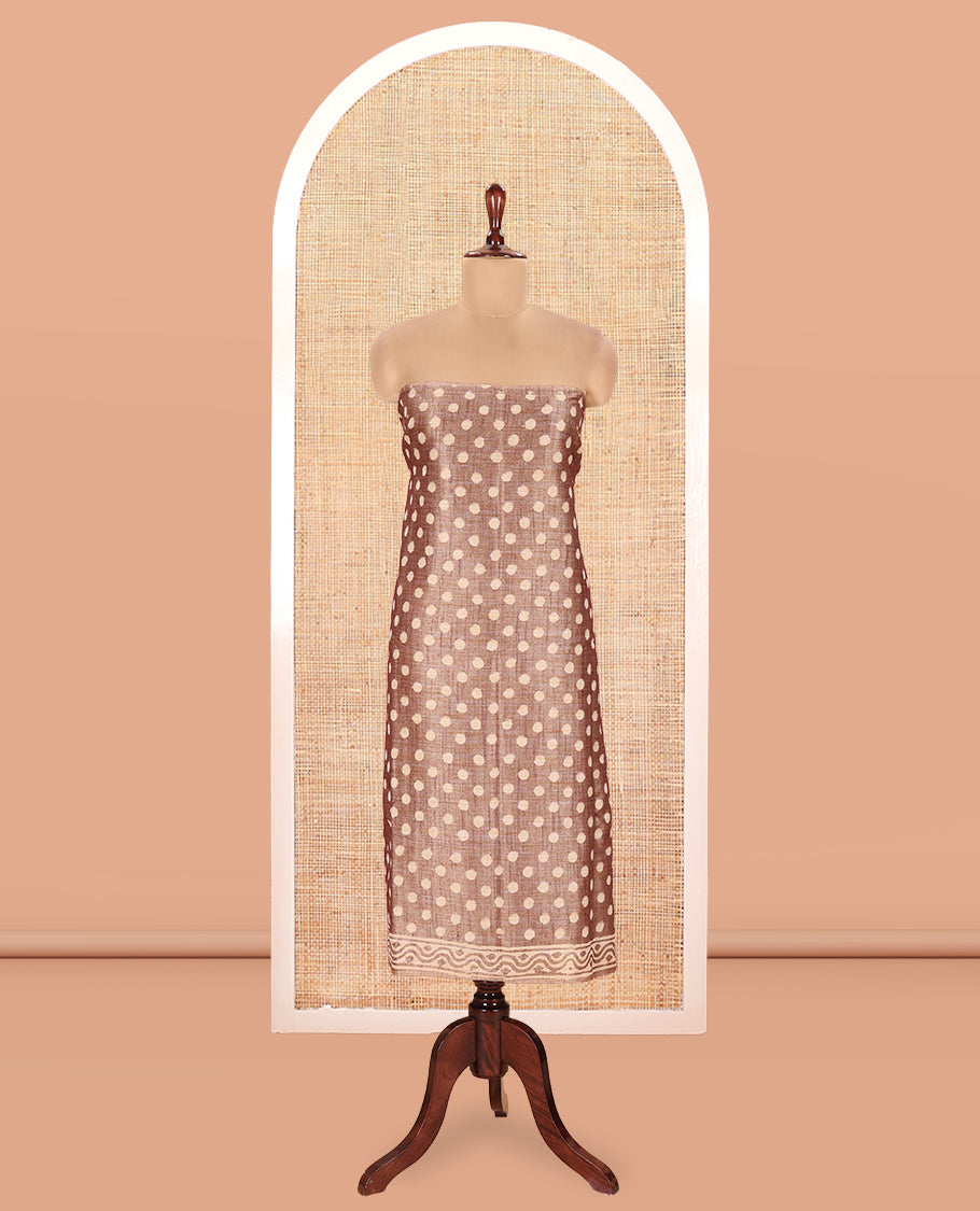 Dusky Brown Semi-Silk Khadi Jute Material Chudidar Set