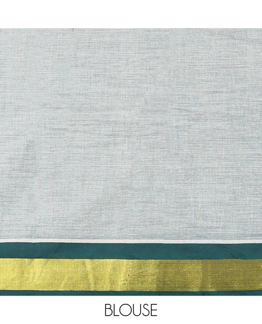 Grey ancient village design ancient with self striped border & geometric design pallu