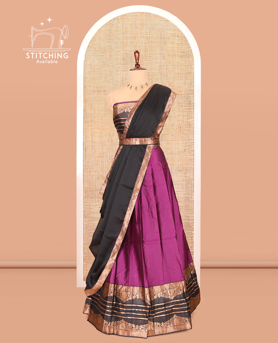 Dark Purple Semi-Silk Half-Saree