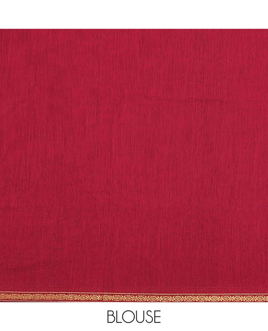 Blue Maheshwari Cotton Saree, Finely Woven with Flower Buttas All Over Its Body, Subtly Woven Piping Border, Captivating Contrast Pallu Steeped with Buttas, and Paired with a Contrast Blouse