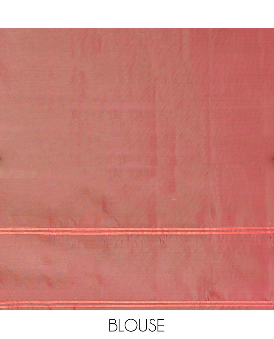 Pink Uppada Silk Saree, Adorned with Zari Buttas, a Contrast Zari Buttas Border, Grand Jaal Pallu, and a Contrast Blouse