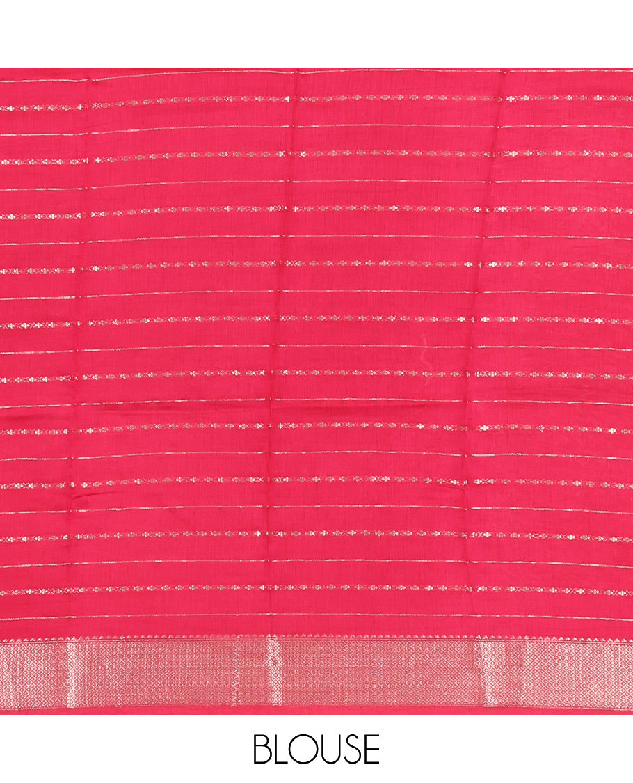 Purple Assam Silk Saree, Enthralled with Zari Stripes, Complemented by Zari Border,  Zari Woven Pallu, and Contrast Blouse