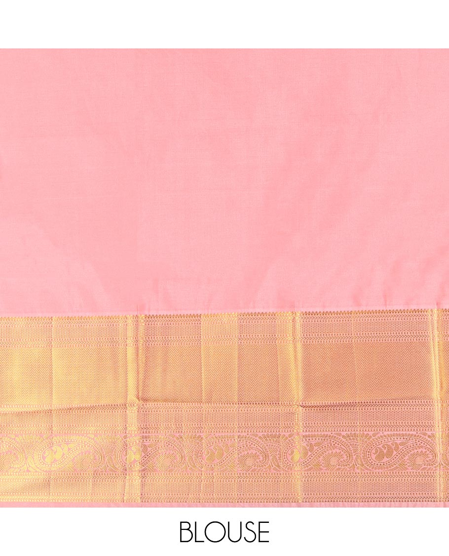 Blue Budget Silk Saree, Gracefully Embellished with Zari Butta Enclosed Checks on Its Body, Complemented by Contrast Traditional Zari Border of Paisley Designs, Grand Jaal Pallu, and Paired with a Contrast Blouse