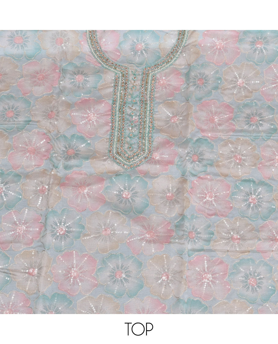 Blue Organza Material Chudidar Set