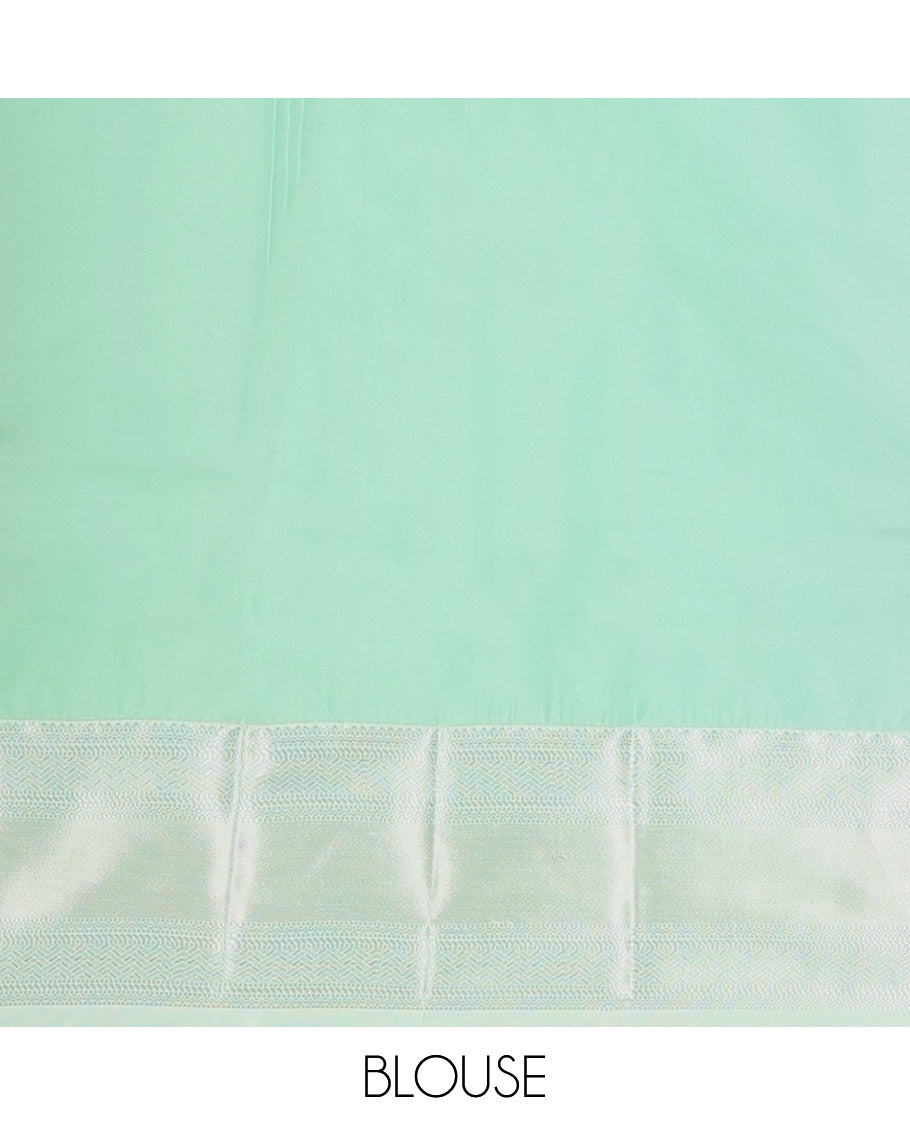 Mustrad Budget Silk Saree, Embellished with Zari Buttas All Over Its Body, Complemented by Contrast Border of Traditional Designs Woven in Zari, Majestically Detailed Pallu, and Paired with a Contrast Blouse