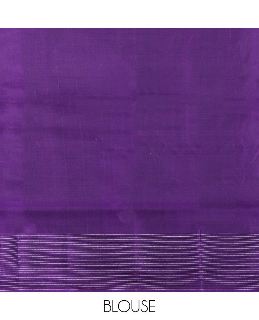 Violet Mayuri Lite Silk Mix Saree, Sparsely Woven with Zari Buttas, Subtly Checked Border, Intricate Pallu, and a Matching Blouse