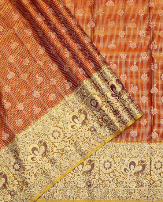 Brown Pure Silk Navarathna Pavadai Material Set