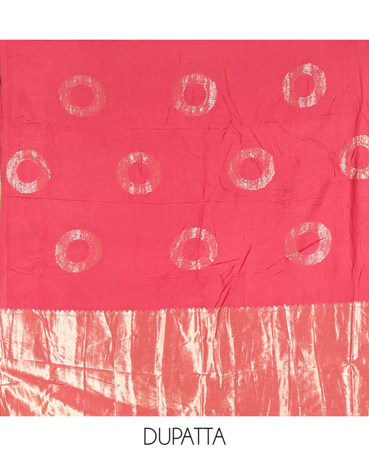 Red Mul Chanderi Tissue Material Chudidar Set