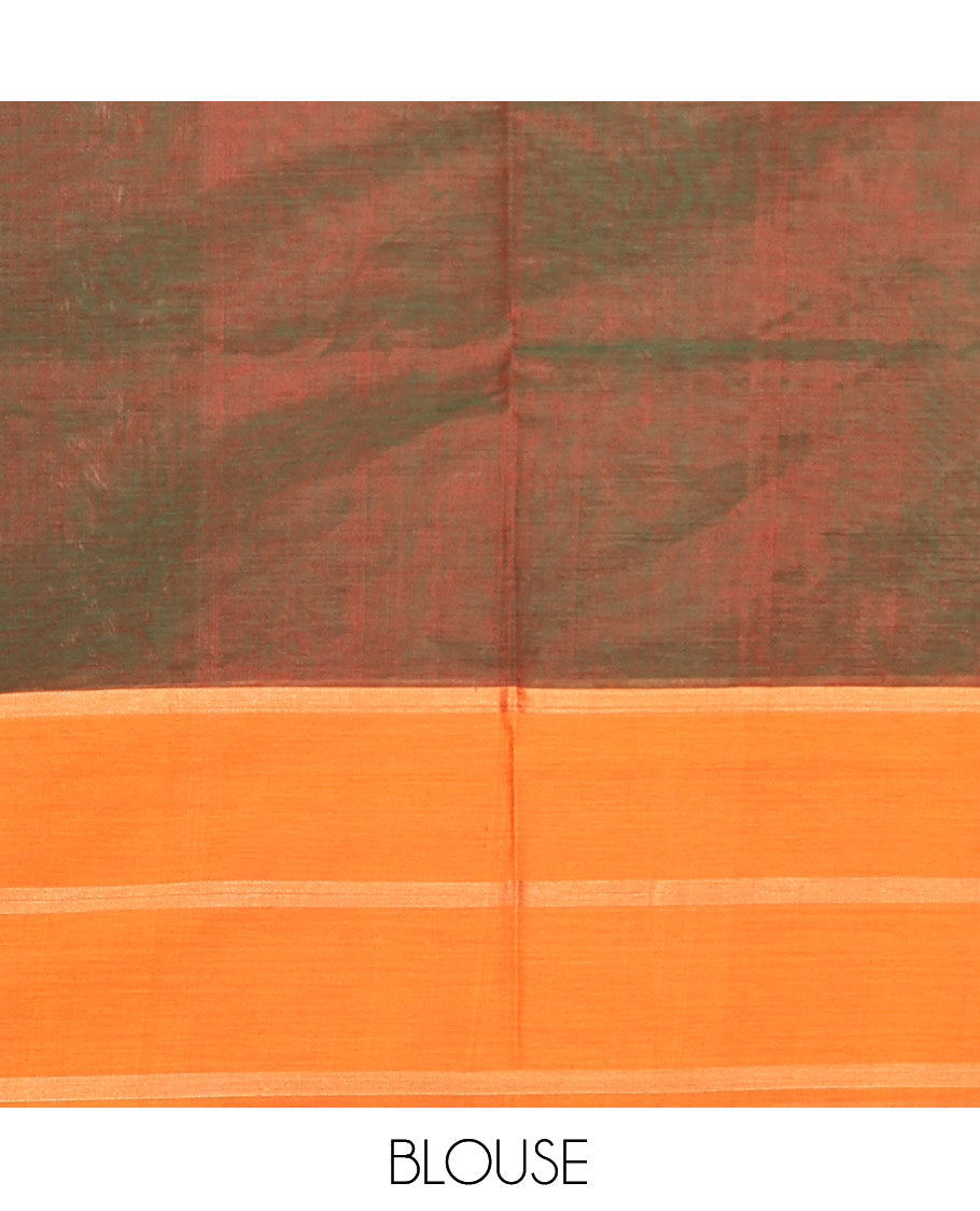 Brown Checked Kuppadam Silk Saree, a Contrast Traditional Yazhi Border, Grand Pallu, a Matching Blouse