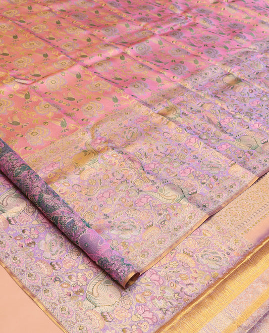 Pink Kanchipuram Tissue Silk Saree