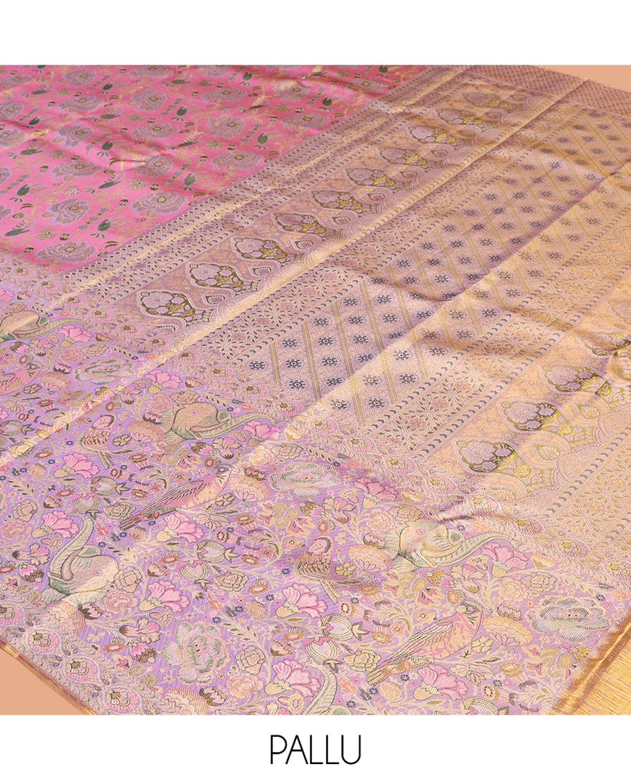 Pink Kanchipuram Tissue Silk Saree