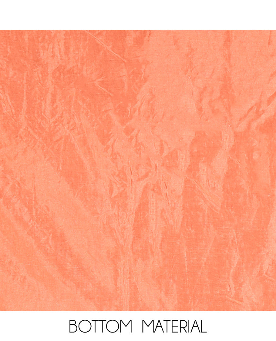 Fanta Orange Organza Material Churidar, Intricately Printed Outlined Embroidery Top, a Matching Bottom, and a Floral Embroidered Dupatta