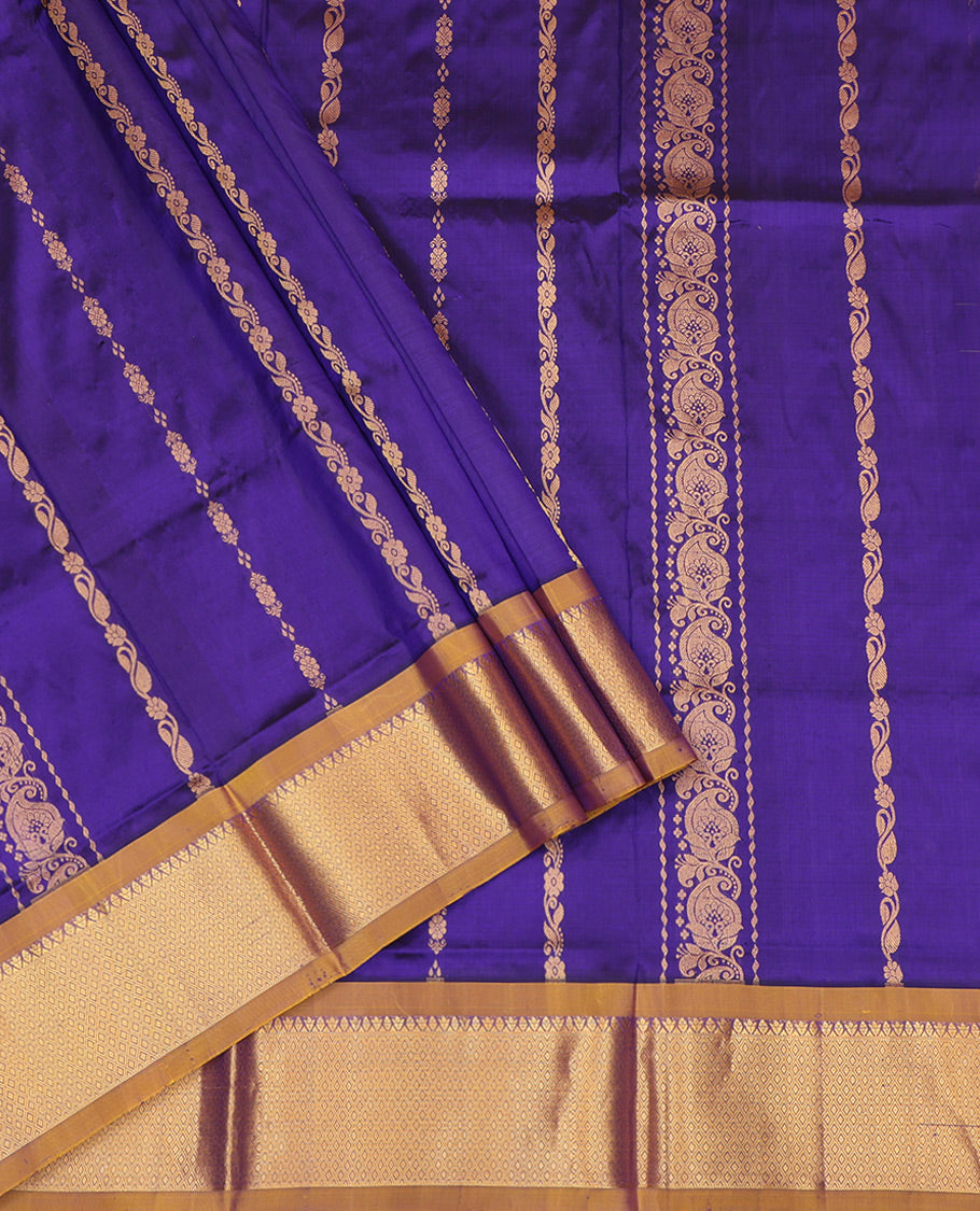 Blue Pure Silk Navarathna Pavadai Material Set