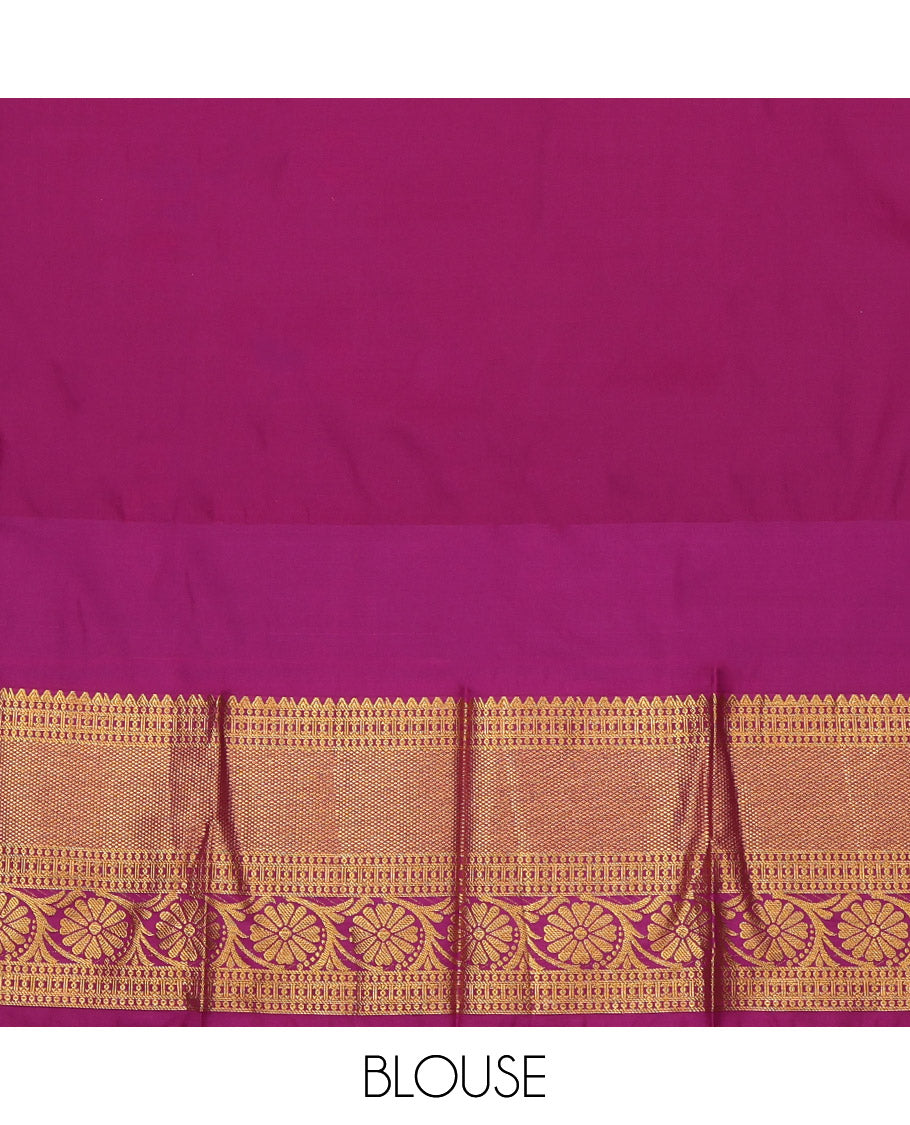 Blue Budget Silk Saree, Enriched with Zari Butta Enclosed Checks, Complemented by a Contrast Traditional Zari Border, Grand Jaal Pallu, and Contrast Blouse