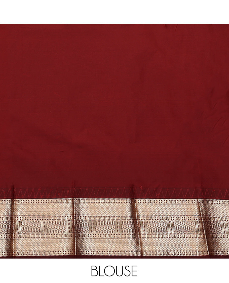 Pink Budget Silk Saree, Enriched with Zari Butta Enclosed Checks on Its Body, Complemented by a Contrast Temple Traditional Zari Design Border, Grand Jaal Pallu, and Paired with a Contrast Blouse