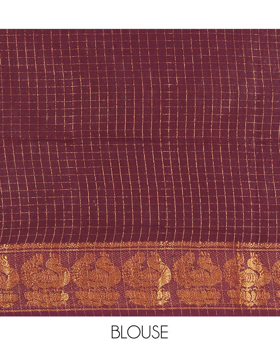 Brown-Maroon Sungudi Cotton Half-Saree