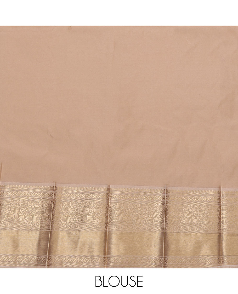 Dark Green Budget Silk Saree, Boldly Accentuated with Zari Buttas, Complemented by Contrast Traditional Zari Border, Grand Pallu, and a Contrast Blouse