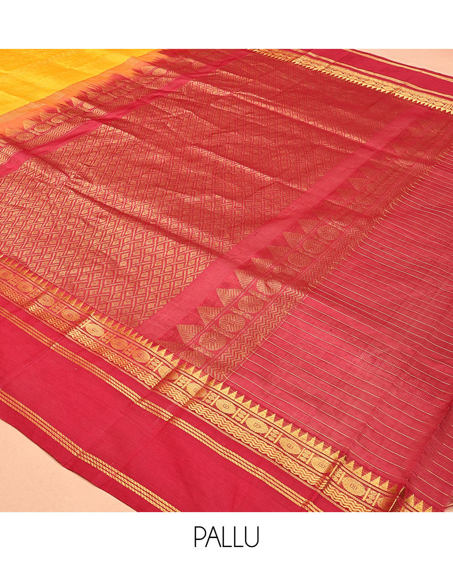 Yellow Kuppadam Silk Saree