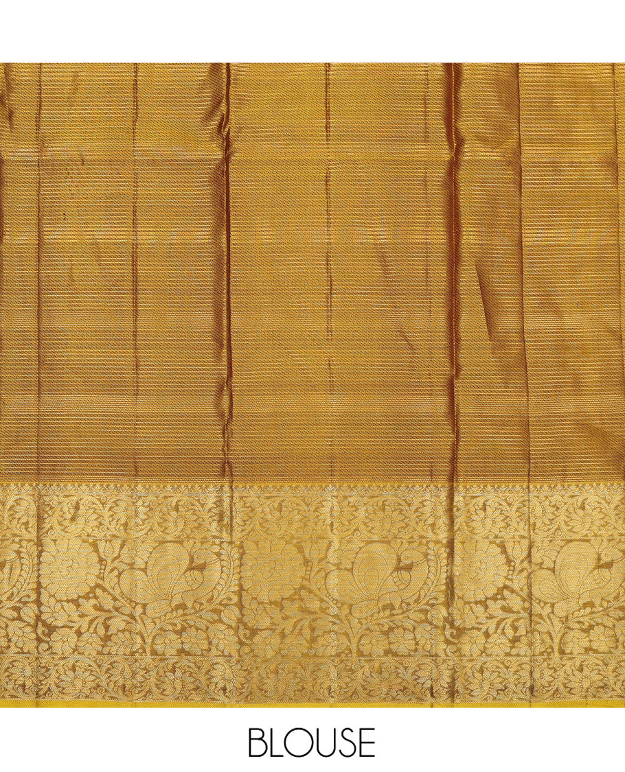 Brown Pure Silk Navarathna Pavadai Material Set