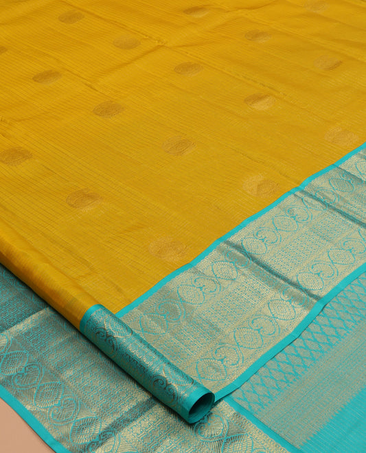 Yellow Zari Design Vasundhara Lite Silk Mix Saree, a Contrast Traditional Border, and a Contrast Blouse