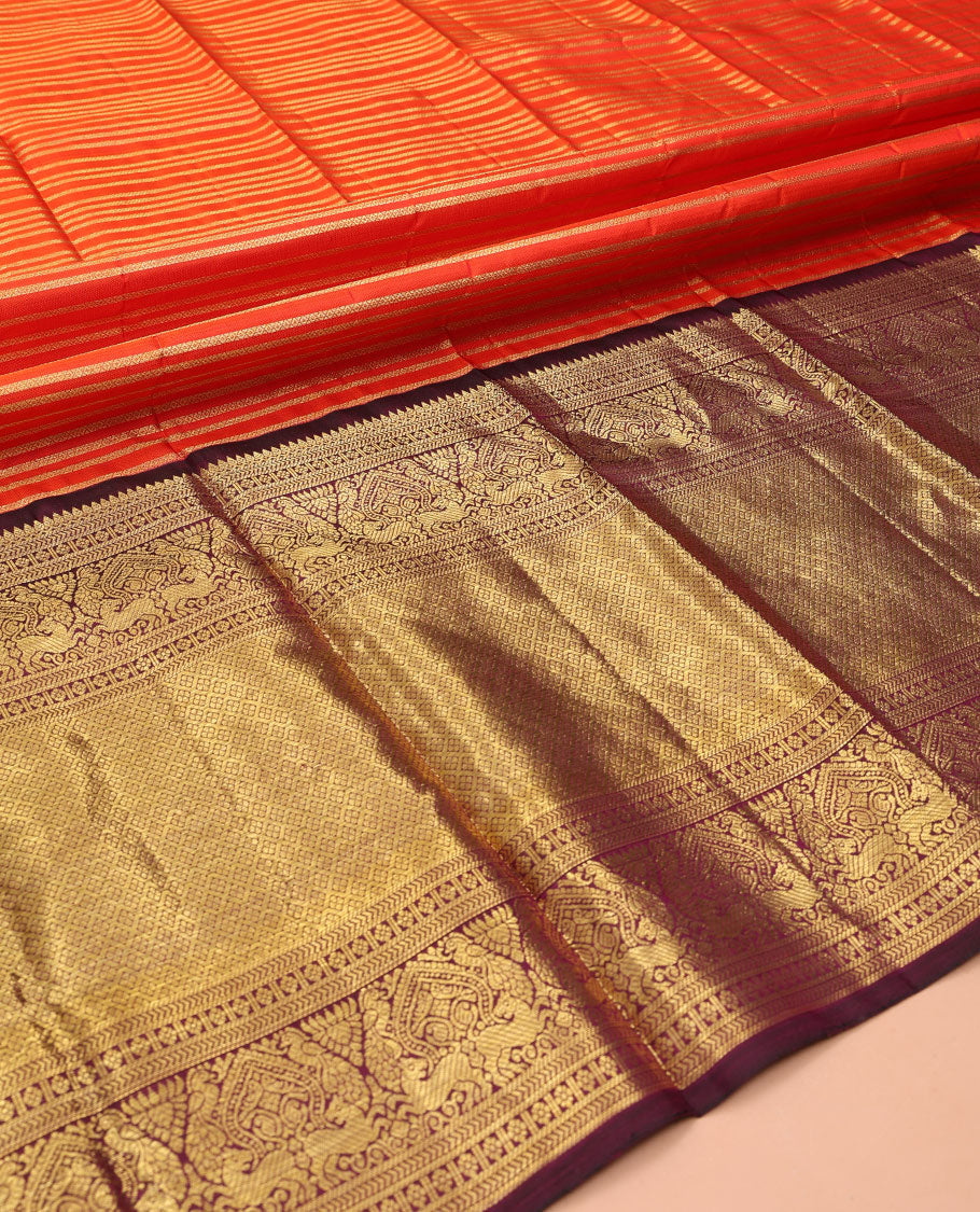 Orange Pure Silk Half-Saree