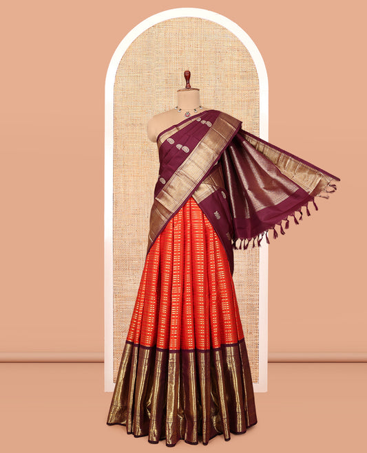 Orange Pure Silk Half-Saree