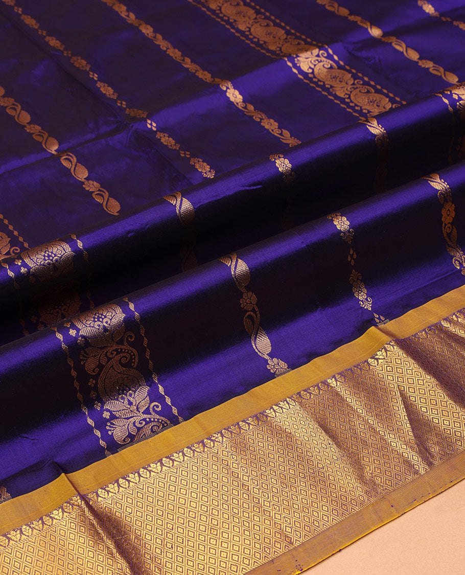 Blue Pure Silk Navarathna Pavadai Material Set