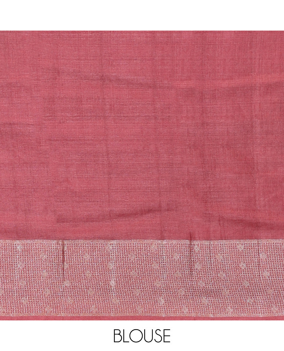 Terracotta Red Tussar Silk Saree