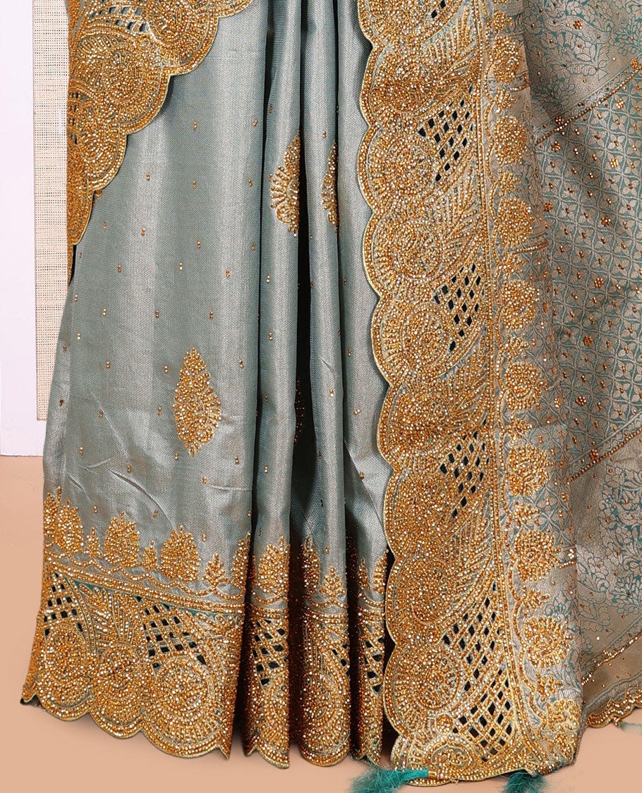 Grey Mysore Silk Saree