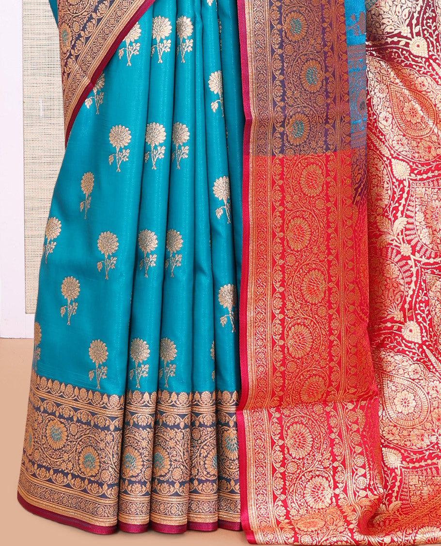 Blue Banaras Nylon Saree